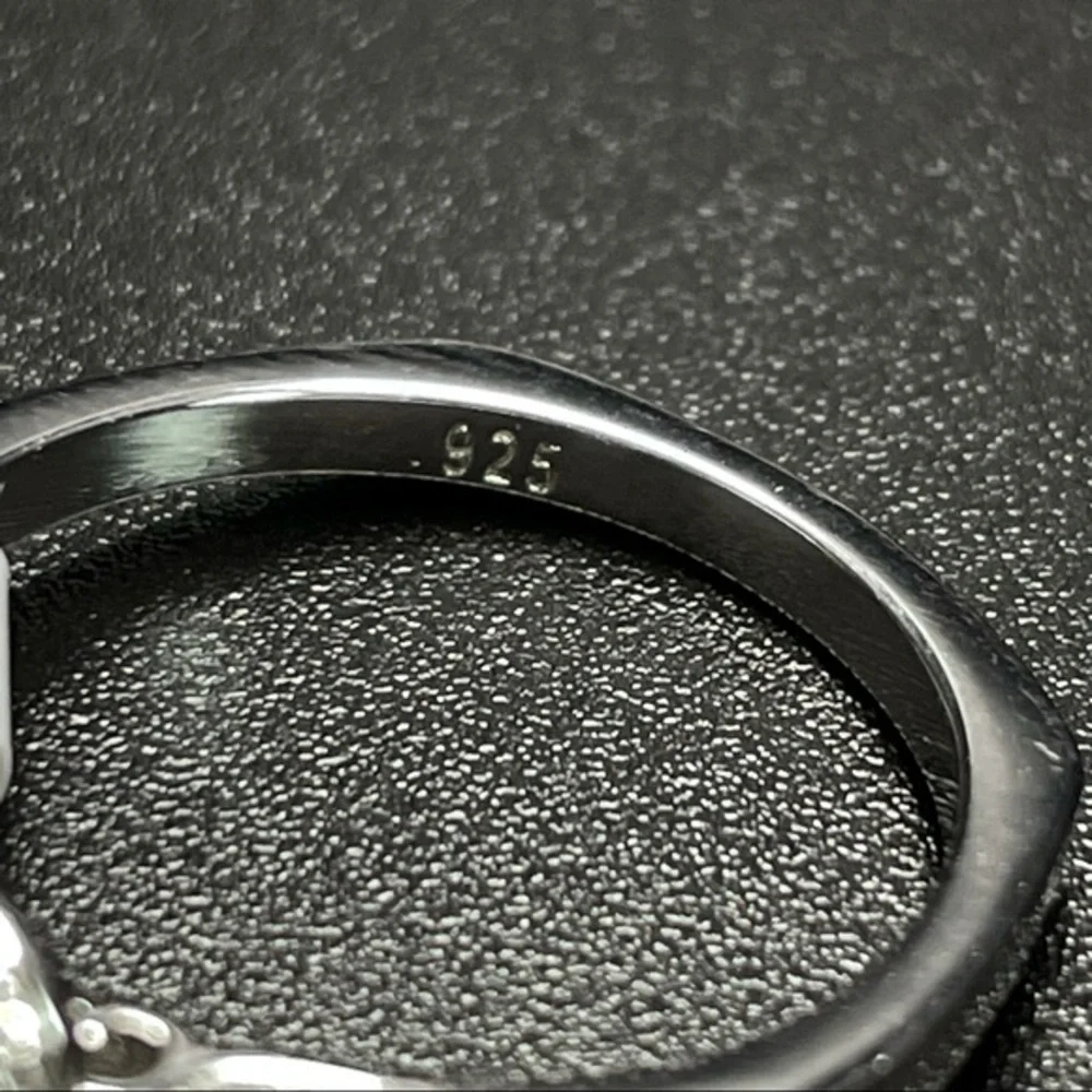925 Sterling Silver Diamond 2 Band Ring‎ Set Sz 6